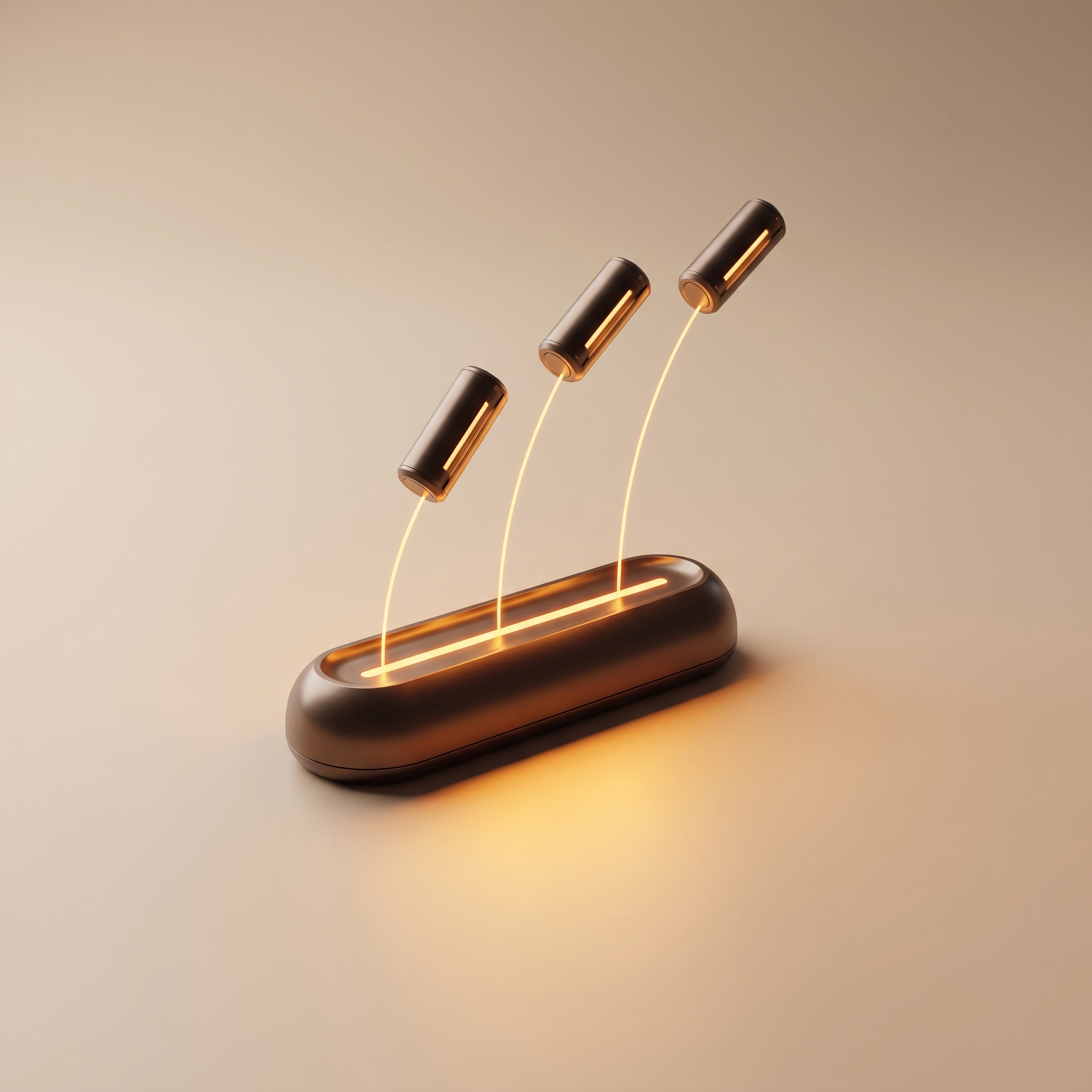 A dark AI system glowing amber as it goes live.